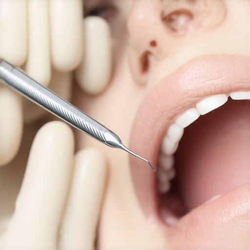 Dentist applying veneer to patient's tooth in a dental clinic