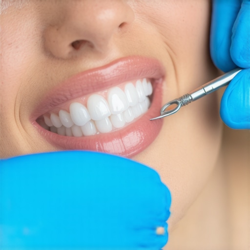 Expert Dental Crown Fitting Process Dentist fitting a ceramic crown on a patient's tooth during a consultation