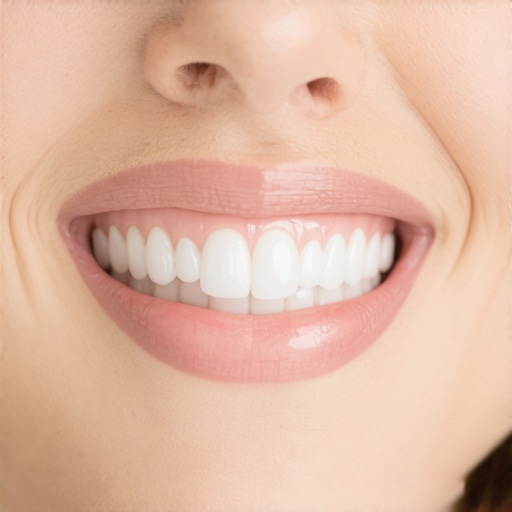 Dental professional fitting a porcelain crown on a patient in a clinic