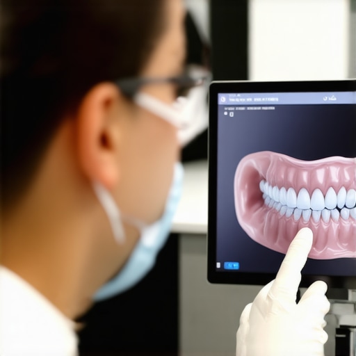 Dentist scanning a patient's mouth with digital tools.