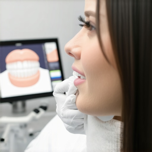Dentist using intraoral scanner on patient to create a digital impression for a dental crown.