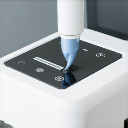 A dental technician using a bio-scanner to detect early cavities in a patient's mouth