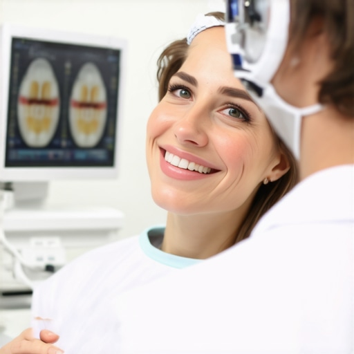 Dentist showing digital scans to a patient during a consultation.