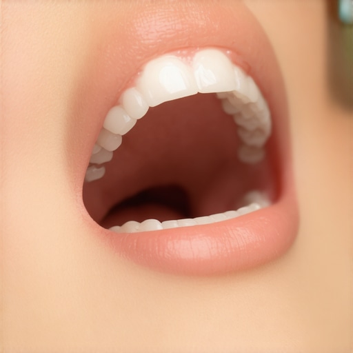 Dentist applying articulating paper to patient's teeth during an adjustment.