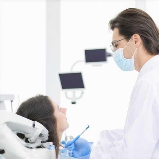 Dentist explaining dental care to a patient