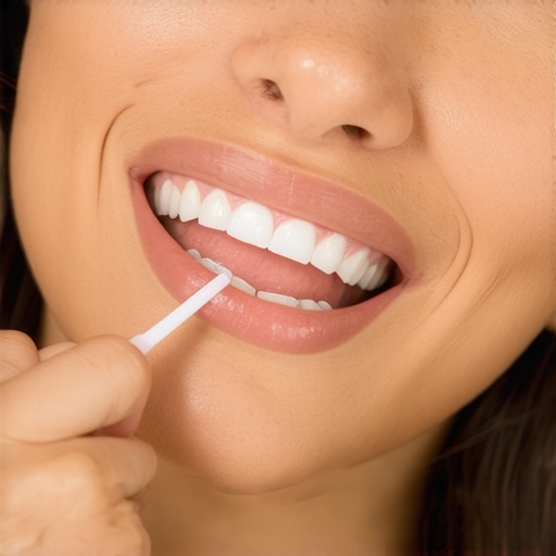 A person demonstrating correct flossing method to protect gums