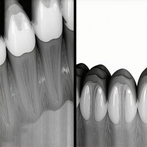 Comparison between flat 2D X-rays and detailed 3D CBCT dental scans showing bone density