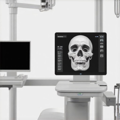 Close-up of a 3D dental scan showing jaw structure and implants for maintenance.