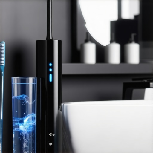 High-tech dental hygiene kit including a sonic toothbrush and water flosser for crown care