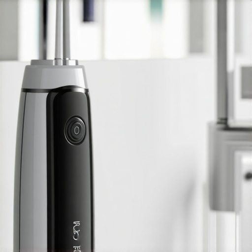 A water flosser and dental night guard on a bathroom counter