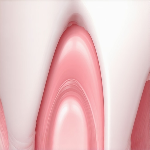 Close-up of healthy gingival attachment after periodontal treatment.