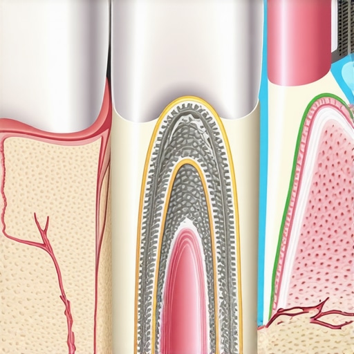Illustration of correct dental crown placement and biological width safety zone