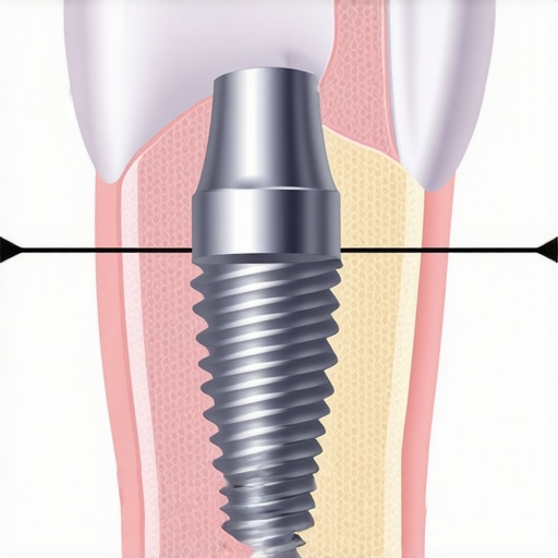 Diagram of a dental implant highlighting the connection between the post, screw, and crown.