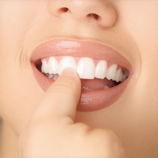 Person applying desensitizing toothpaste directly to teeth to stop whitening pain