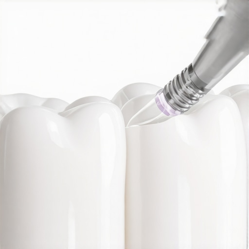 A close-up of orthodontic wax being placed on a metal bracket to prevent irritation.