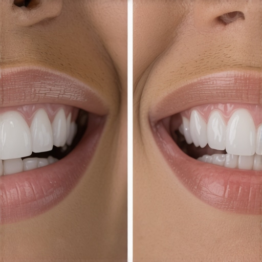 Comparison of a gummy smile and a balanced smile after non-surgical treatment.