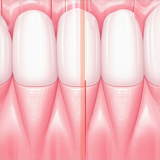 A dentist examining a patient's dental crown to ensure there are no gaps where bacteria could cause bad breath.