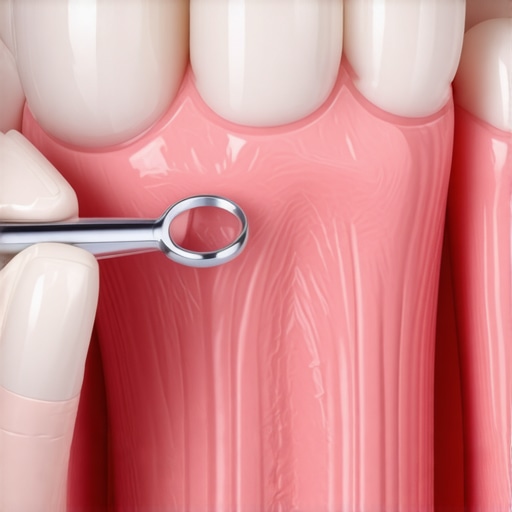 A dentist inspecting a successful dental implant and crown for stability and gum health.