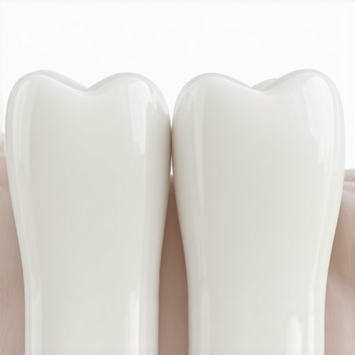 Close-up view of a ceramic dental crown showing precise margins at the gum line