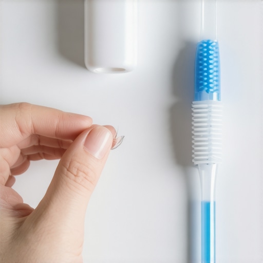 Close-up of customized clear dental whitening trays and professional whitening gel.
