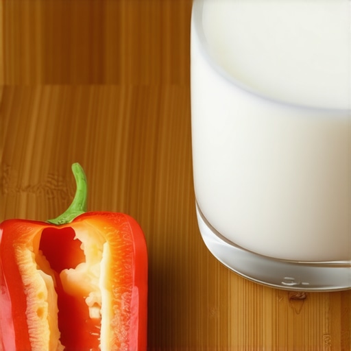 A glass of milk and a habanero pepper representing the neutralization of capsaicin.