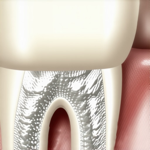 Close up of a tooth with an old silver filling showing structural stress cracks in the enamel.