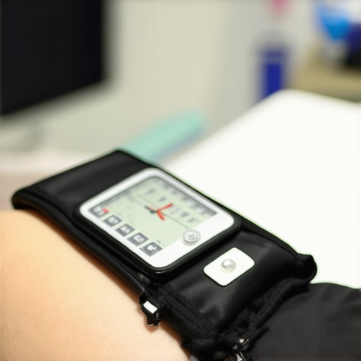 A blood pressure cuff wrapped around a patient's arm during a dental appointment safety screening.