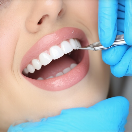 A dentist applying composite bonding to fix a snagged gum line and restore a patient's smile.
