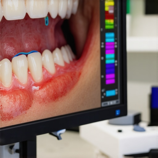 High-tech 3D dental bite analysis showing pressure points on teeth.