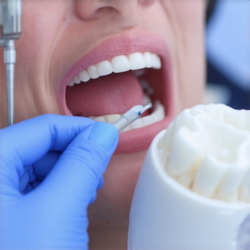 Digital bite analysis for cosmetic dentistry Dentist checking bite alignment with digital scanner