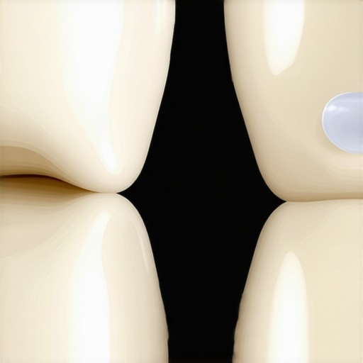 Close-up comparison of a white spot on tooth enamel versus healthy tooth structure
