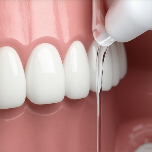 High-quality water flosser cleaning a dental bridge