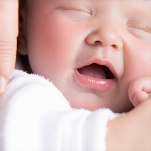 Parent cleaning a baby's gums with a soft cloth to maintain oral health before teething