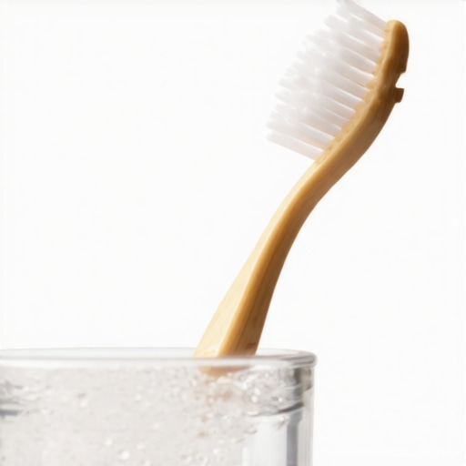 A soft-bristled toothbrush symbolizing gentle oral hygiene to soothe gritty teeth after a cleaning.