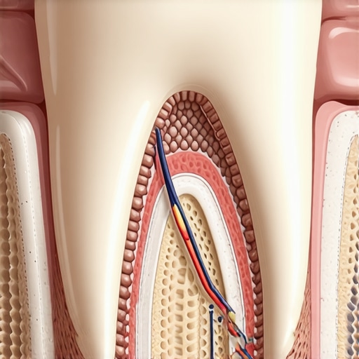 Diagram of a leaking dental crown leading to an abscess