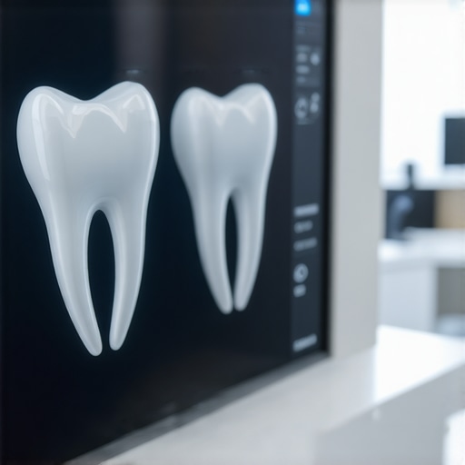 Close-up of a digital 3D dental scan showing the precision of a modern tooth crown fit.