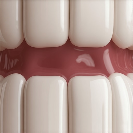 A close-up view of a perfectly fitted dental crown showing healthy gum integration.
