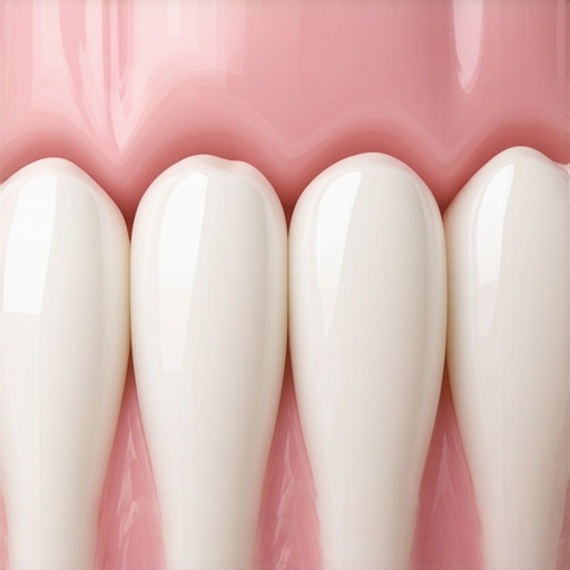 Close-up of a seamless dental crown margin against healthy gums