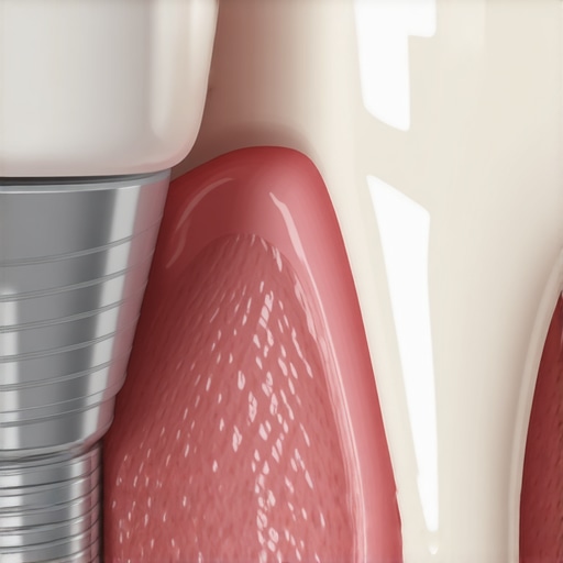 High-Quality Dental Implant Restoration A healthy dental implant crown with natural-looking gum tissue.