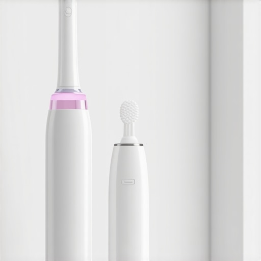 Close-up of a premium electric toothbrush and water flosser for dental maintenance.