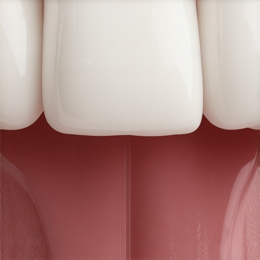 A high-quality close-up of healthy gums and teeth to illustrate the difference between normal tissue and white patches.