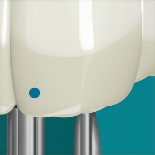 Articulating paper mark on a dental crown indicating a high bite spot.