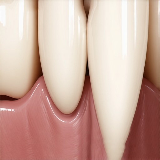 Close-up of a dental crown showing a dark line at the gum margin signifying potential leakage.