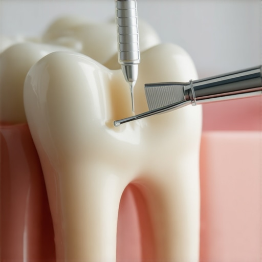 Illustration showing how internal bleaching works for a discolored dead tooth