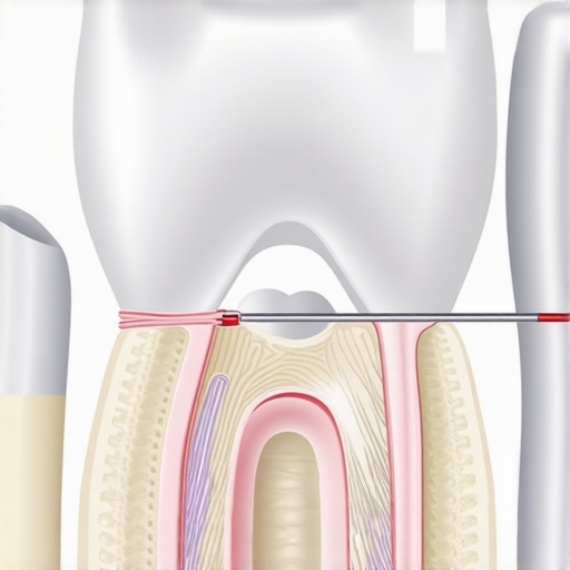 Internal Tooth Bleaching Procedure Diagram of a dentist performing internal bleaching on a gray tooth after a root canal.