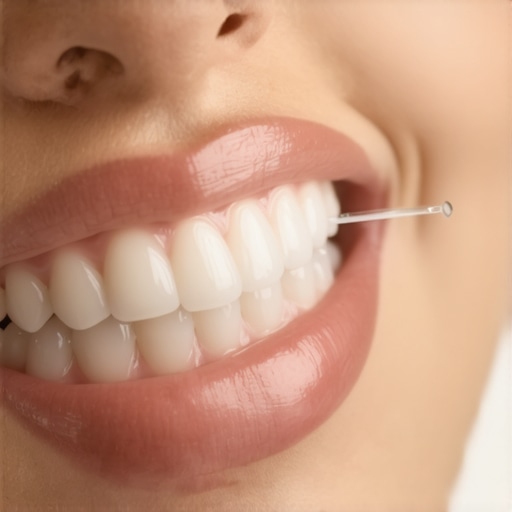 Maintenance Tools for Modern Dental Crowns A person using a water flosser to clean around a dental crown margin to prevent gum recession.