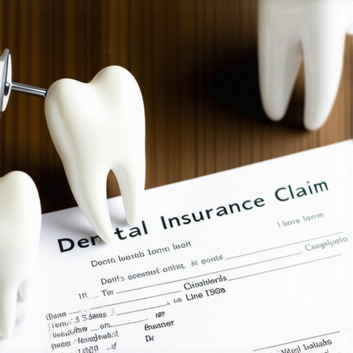 A dental claim form and a tooth model with a composite filling representing dental insurance coverage.