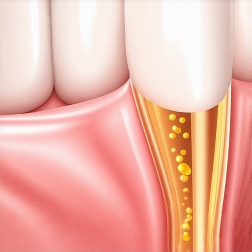 Close-up illustration of bacteria hiding under a dental bridge margin