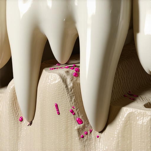 Detailed illustration of a dental crown margin and the potential for bacterial leakage at the gum line.