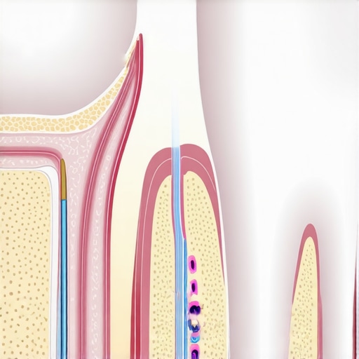 Detailed diagram of a leaking dental crown margin allowing bacterial entry and causing hidden decay.
